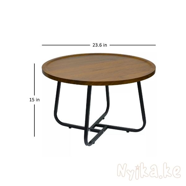 CERBIOR Vintage Modern Small Round Coffee Table Wooden Surface Top Side Table