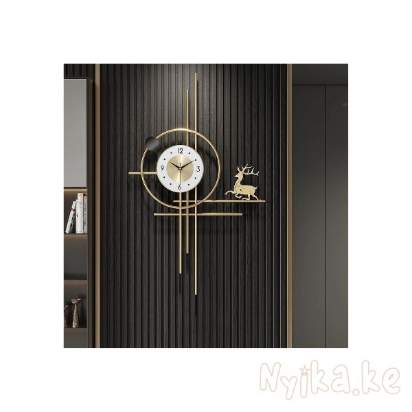 Large Wall Clock Metal Elk Battery Wall Clocks For Living Room Home Decor Gold