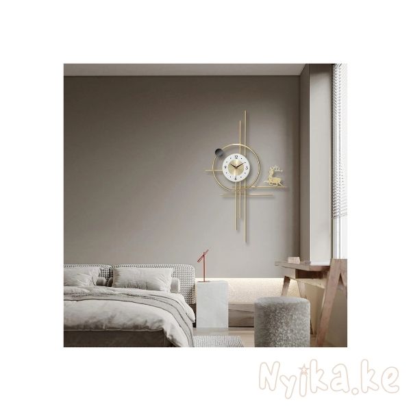 Large Wall Clock Metal Elk Battery Wall Clocks For Living Room Home Decor Gold