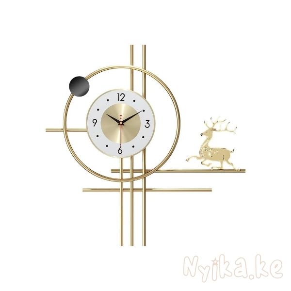 Large Wall Clock Metal Elk Battery Wall Clocks For Living Room Home Decor Gold