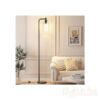 Industrial Floor Lamp with Glass Shade - Black, LED Bulbs, Foot Clear-Black