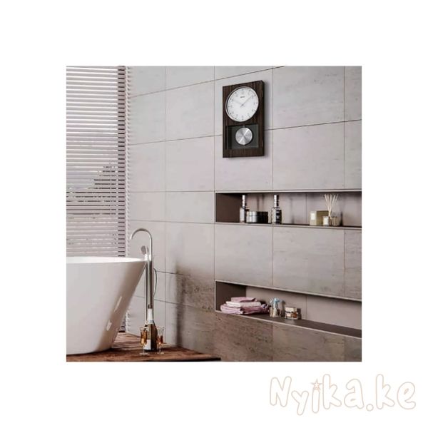 Seiko Modern Dark Wooden Wall Clock with Pendulum and Dual Chimes